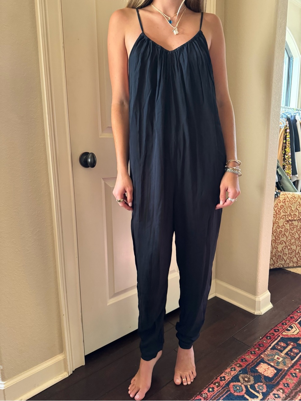 WeWoreWhat Black Backless Spaghetti-Strap Jumpsuit